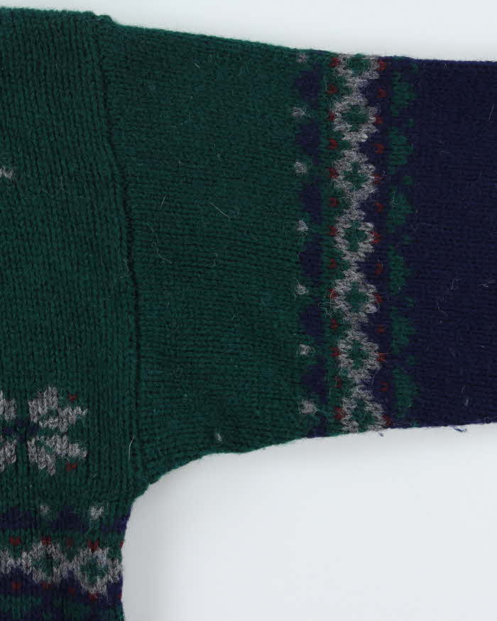 Vintage 1990s Eddie Bauer Wool Nordic Chunky Knit Jumper - M