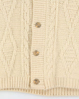 Vintage 1980s Chunky Cable Knit Shawl Neck Cardigan - L