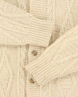 Vintage 1980s Chunky Cable Knit Shawl Neck Cardigan - L