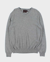 Vintage Black Brown Cashmere V-neck Jumper - L