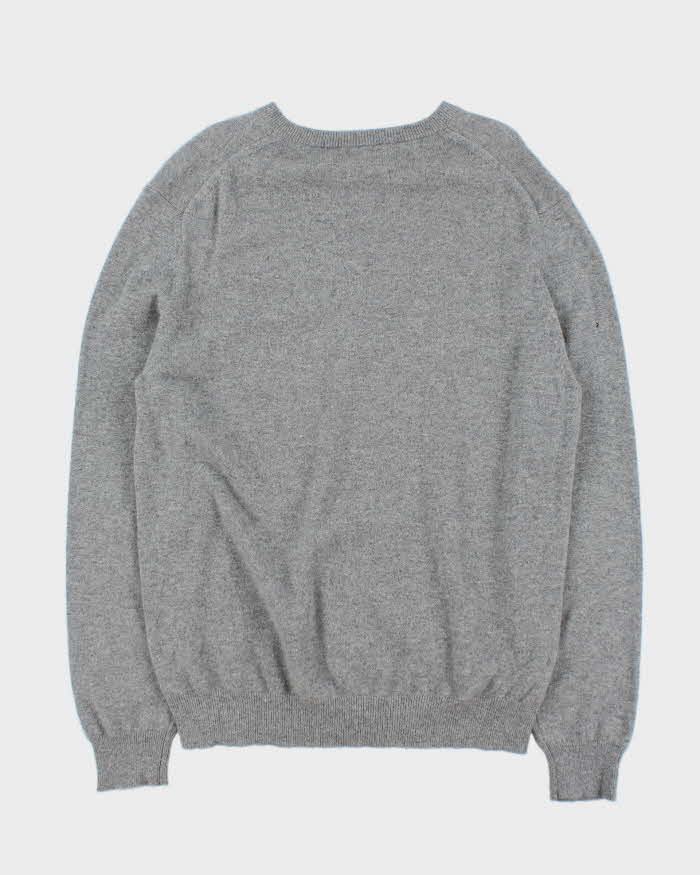 Vintage Black Brown Cashmere V-neck Jumper - L