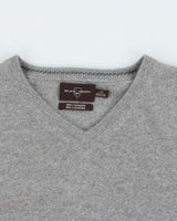 Vintage Black Brown Cashmere V-neck Jumper - L