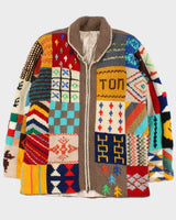 Vintage Handmade Knit Patchwork Heavyweight Chunky Zip-up Jumper - L
