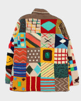 Vintage Handmade Knit Patchwork Heavyweight Chunky Zip-up Jumper - L