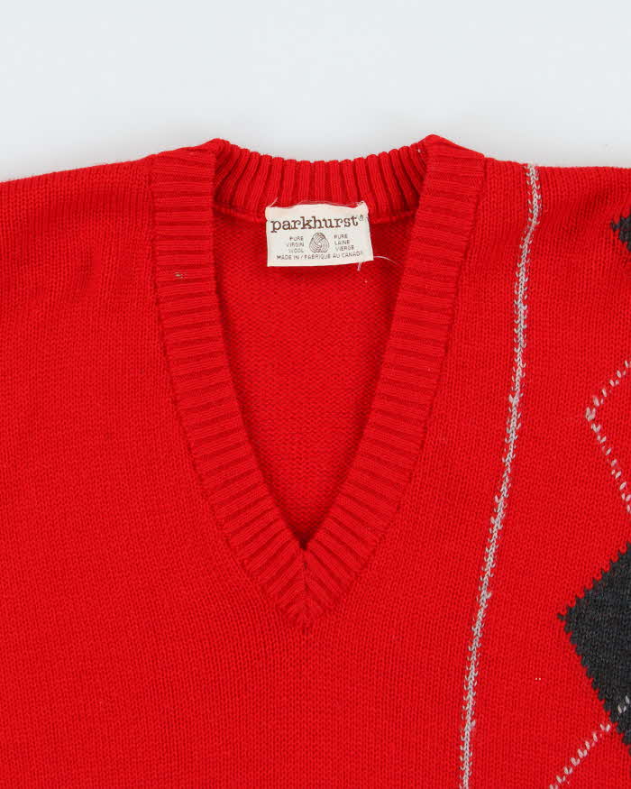 Vintage Parkhurst Wool V-neck Jumper - L