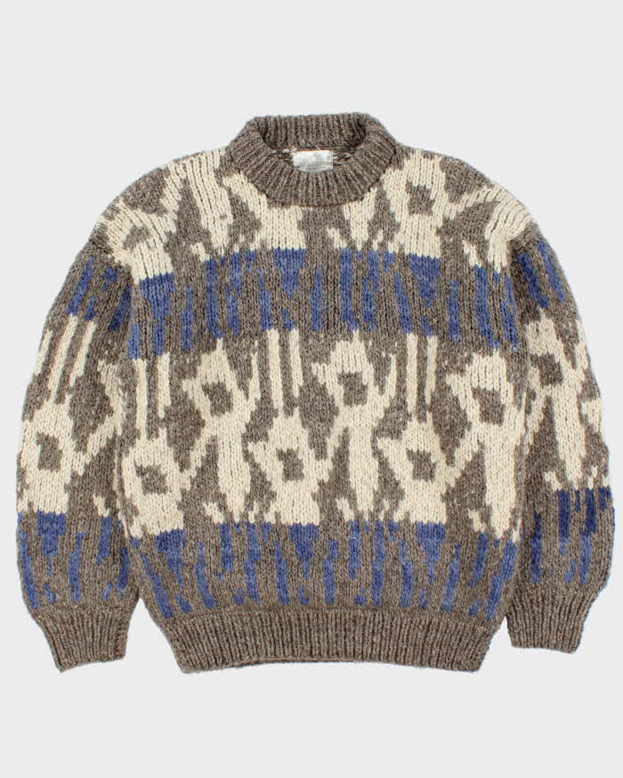 Vintage Oravalo Hand Knit Chunky Wool Jumper - L