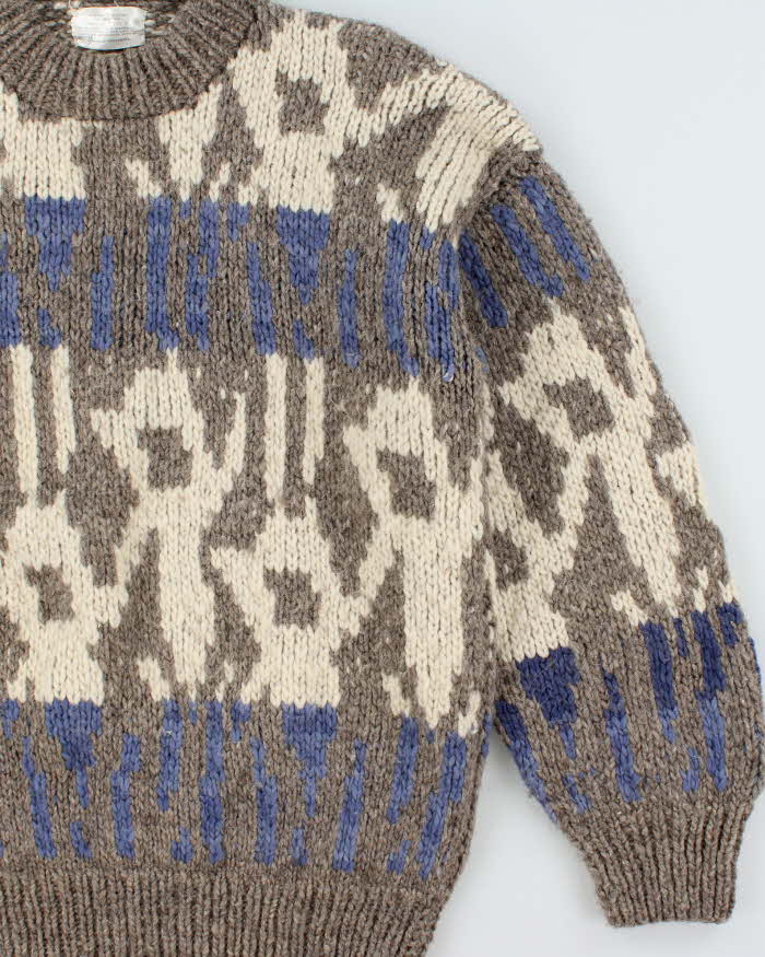 Vintage Oravalo Hand Knit Chunky Wool Jumper - L