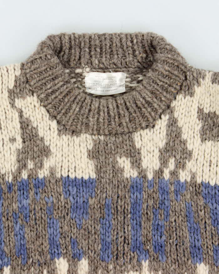 Vintage Oravalo Hand Knit Chunky Wool Jumper - L