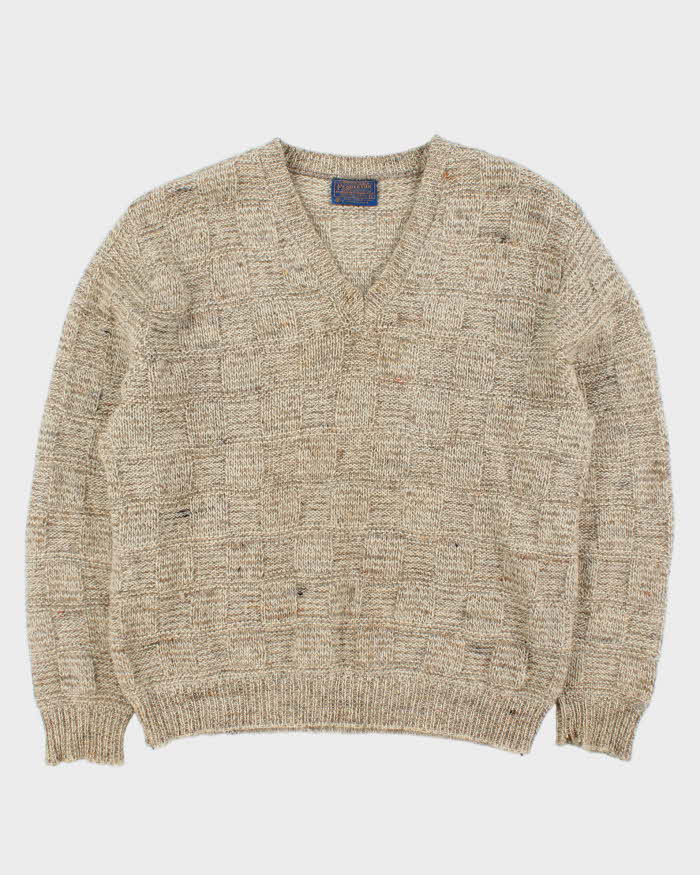 Vintage 70s Pendleton V-neck Wool Jumper - L
