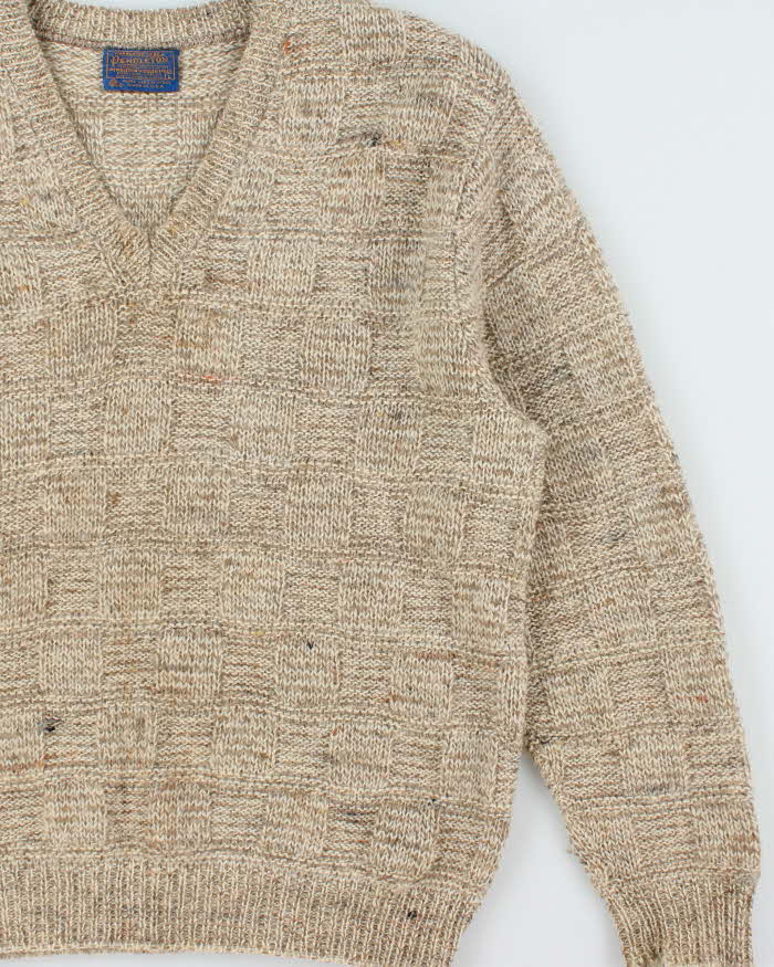 Vintage 70s Pendleton V-neck Wool Jumper - L