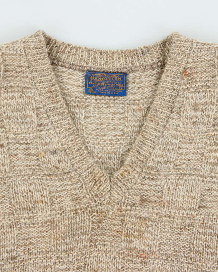Vintage 70s Pendleton V-neck Wool Jumper - L