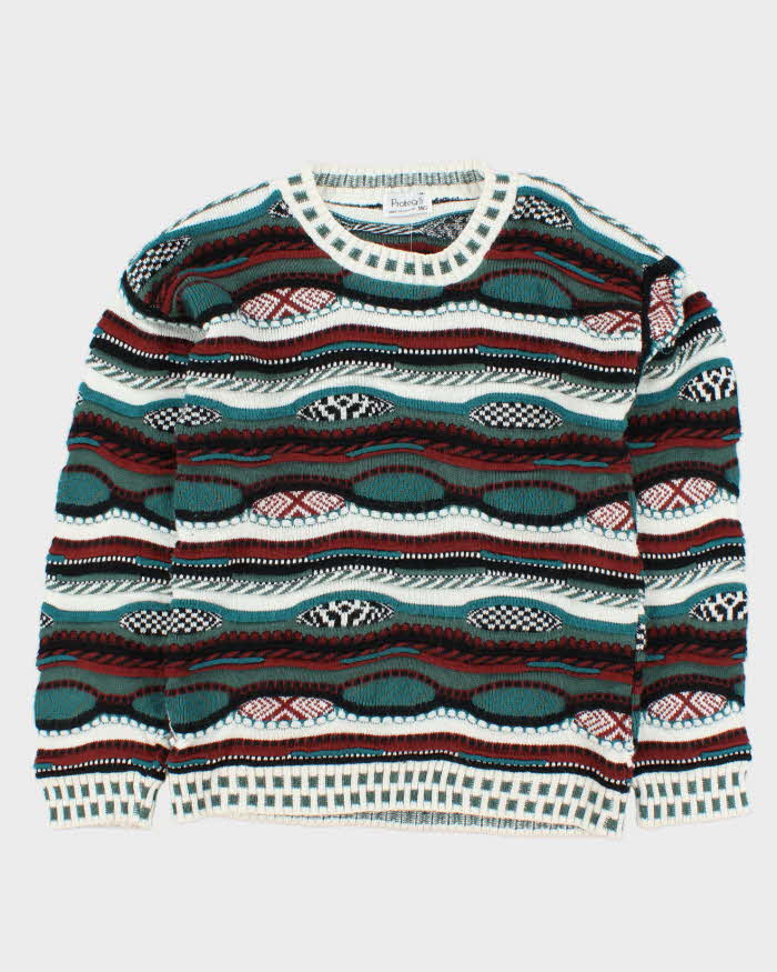 Vintage 1990s Protege Made In USA 3D Knit Crewneck Jumper - M