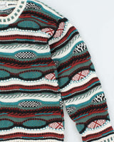 Vintage 1990s Protege Made In USA 3D Knit Crewneck Jumper - M