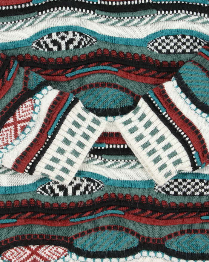 Vintage 1990s Protege Made In USA 3D Knit Crewneck Jumper - M