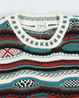Vintage 1990s Protege Made In USA 3D Knit Crewneck Jumper - M