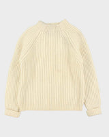 Vintage 1980s John Davey GB Chunky Ribbed Wool Knit Jumper - M
