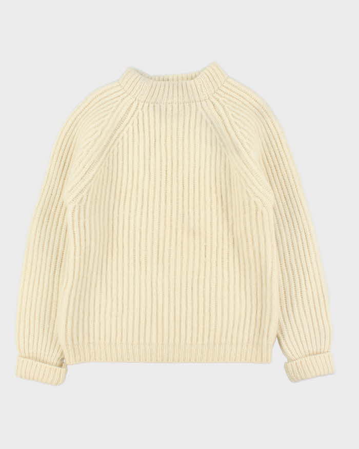 Vintage 1980s John Davey GB Chunky Ribbed Wool Knit Jumper - M