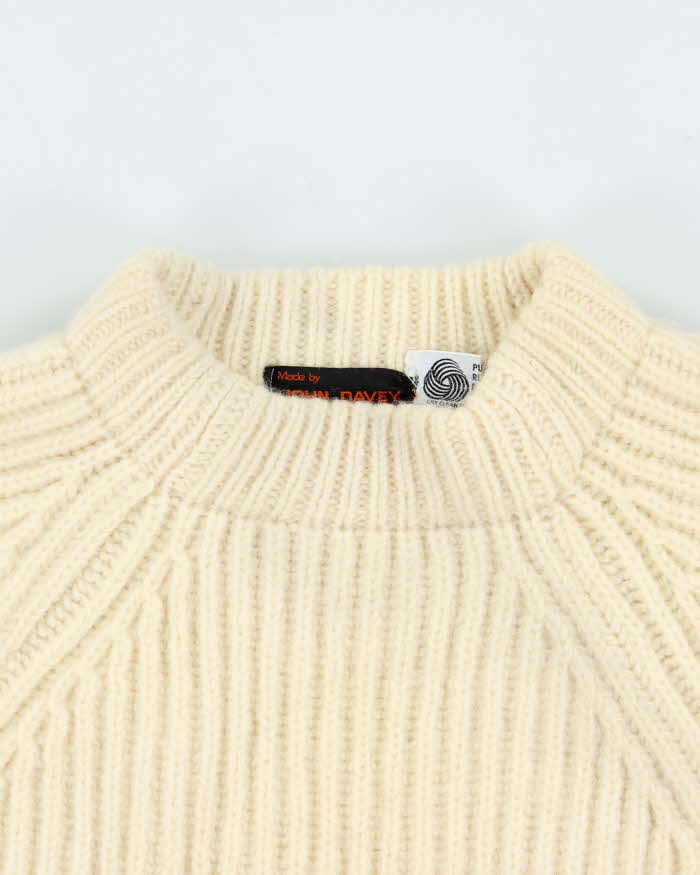 Vintage 1980s John Davey GB Chunky Ribbed Wool Knit Jumper - M