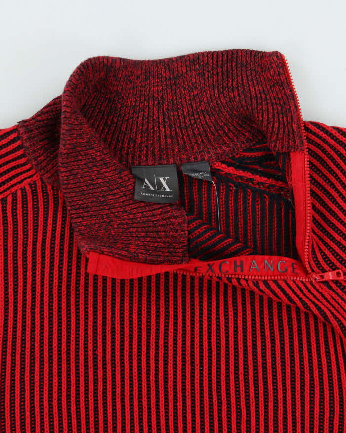 Vintage Armani Exchange Ribbed High Neck Knit Jumper - L