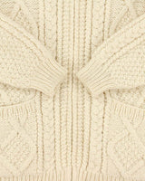 Vintage 1990s Aran Crafts Ireland Merino Wool Cable Knit Zip-Up Cardigan - M