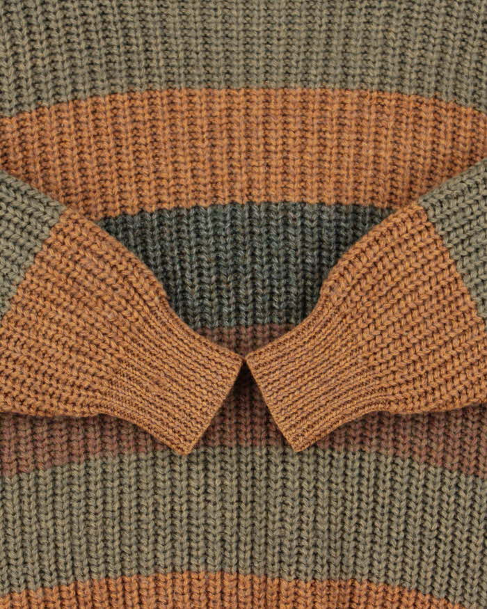 Vintage 1990s Striped Wool Chunky Oversized Hand Knit Jumper - S