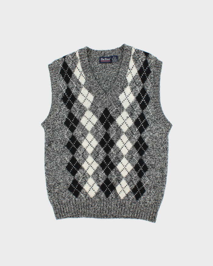 Vintage 1990s Par Four Wool Blend Argyle Knit Sweater Vest - L