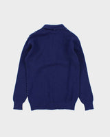 Vintage 1970s Patterned Wool Blend Collared Knit Jumper - XS