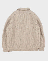 Vintage 1990s Inis Crafts Irish Merino Wool Chunky Shawl Cardigan - L