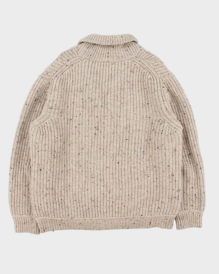 Vintage 1990s Inis Crafts Irish Merino Wool Chunky Shawl Cardigan - L