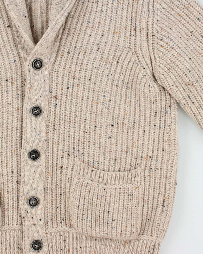 Vintage 1990s Inis Crafts Irish Merino Wool Chunky Shawl Cardigan - L