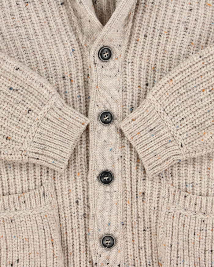 Vintage 1990s Inis Crafts Irish Merino Wool Chunky Shawl Cardigan - L