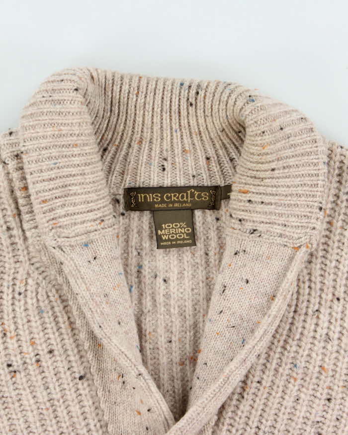 Vintage 1990s Inis Crafts Irish Merino Wool Chunky Shawl Cardigan - L