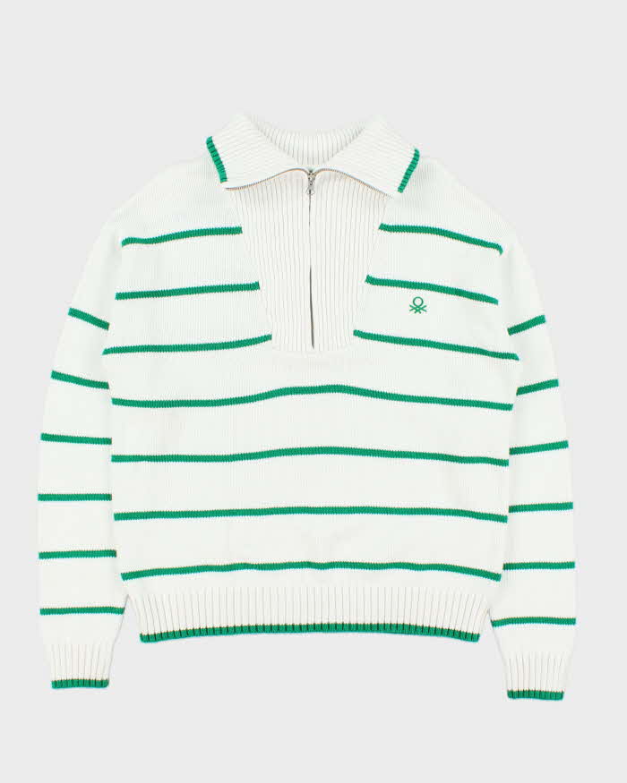 Vintage United Colours Of Benetton Knit Quarter-zip Jumper - L