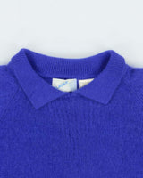 Vintage 80s Clasile Angora &amp; Wool Collard Jumper - L