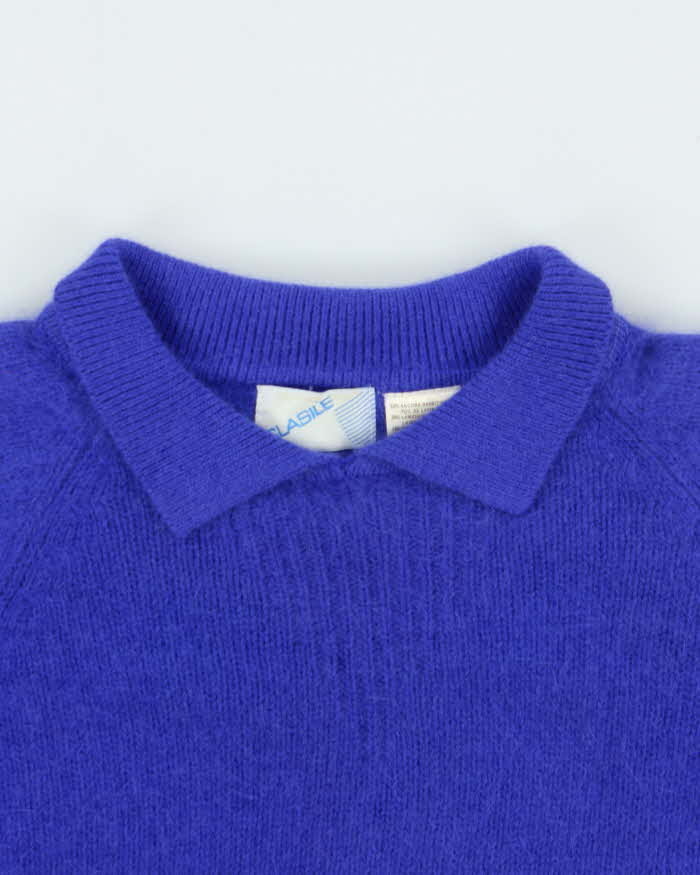 Vintage 80s Clasile Angora & Wool Collard Jumper - L