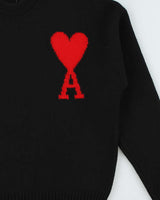 Ami Paris de Cœur Chunky Soft Wool Oversized Crewneck Knit Jumper - XS