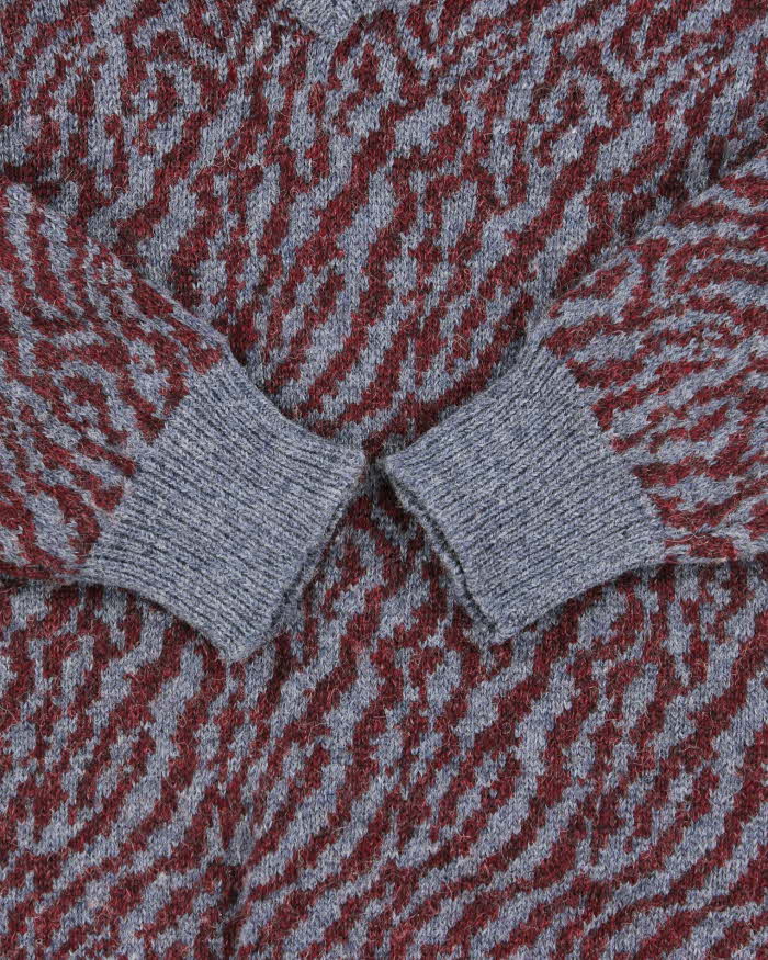 Vintage White Birch Wool V-neck Jumper - M