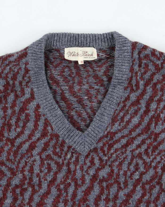 Vintage White Birch Wool V-neck Jumper - M