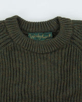Vintage 00s Woolyback Pure New Wool Made In England Suede Patched Chunky Ribbed Knit Jumper - XL