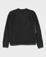 Vintage 00s Black Brown 1826 Merino Wool V-Neck Knit Jumper - S