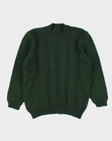 Vintage 1990s Forest Green Cable Knit Crewneck Jumper - S