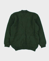 Vintage 1990s Forest Green Cable Knit Crewneck Jumper - S