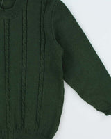 Vintage 1990s Forest Green Cable Knit Crewneck Jumper - S