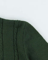 Vintage 1990s Forest Green Cable Knit Crewneck Jumper - S