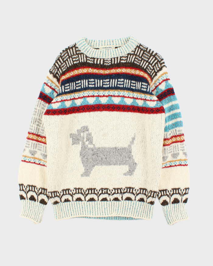 Thom Browne Made In Ireland Hector Mohair Wool Fair Isle Chunky Knit Jumper - XL