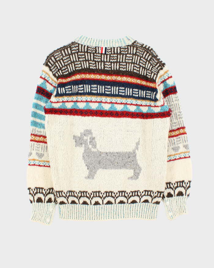 Thom Browne Made In Ireland Hector Mohair Wool Fair Isle Chunky Knit Jumper - XL