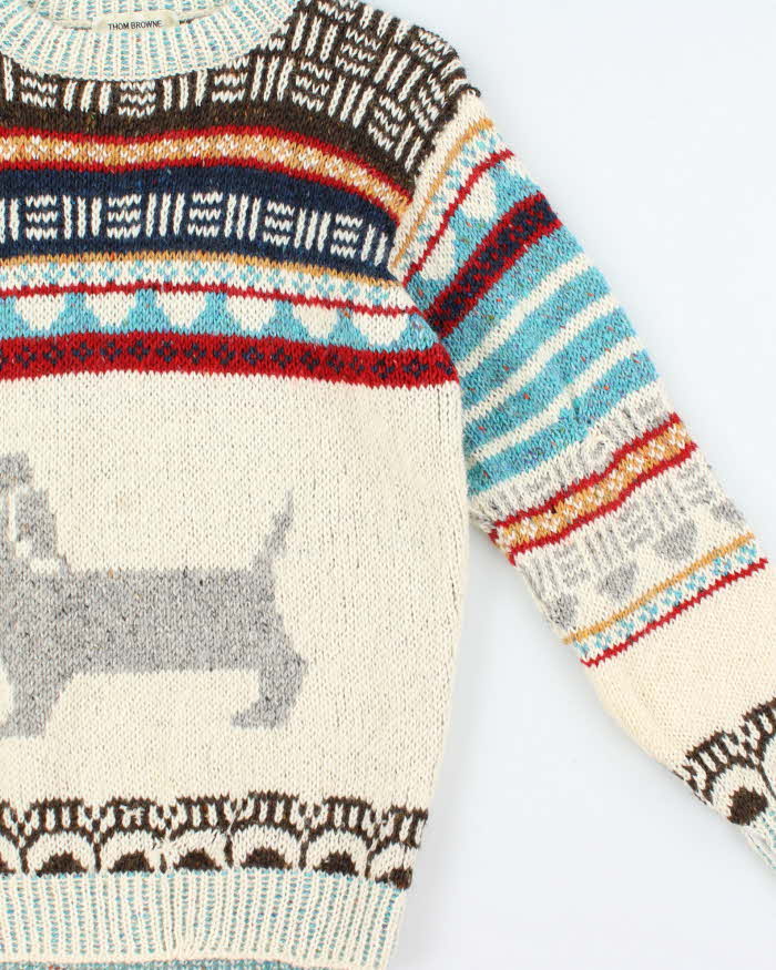 Thom Browne Made In Ireland Hector Mohair Wool Fair Isle Chunky Knit Jumper - XL