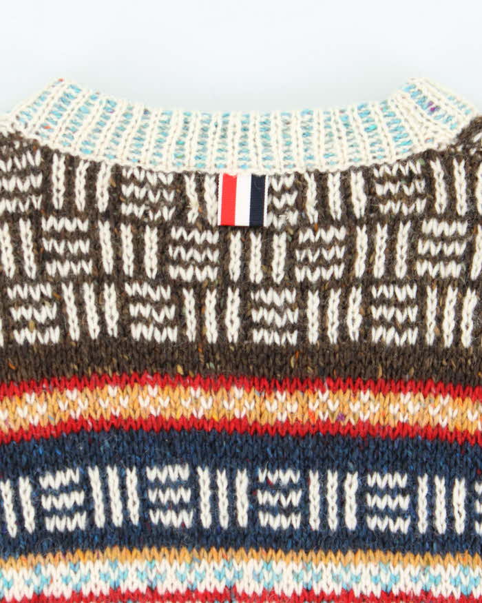Thom Browne Made In Ireland Hector Mohair Wool Fair Isle Chunky Knit Jumper - XL