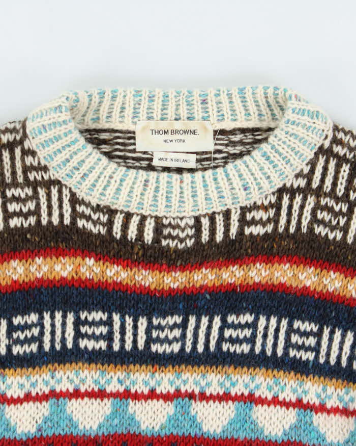 Thom Browne Made In Ireland Hector Mohair Wool Fair Isle Chunky Knit Jumper - XL