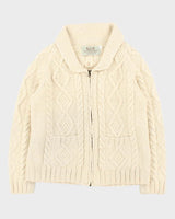 Vintage Aran Sweater Market Wool Zip-up Jumper - S